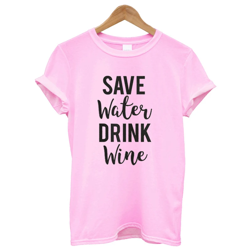 HTB1T2rldrAaBuNjt_igq6z5ApXaD.jpg_ Bawełniana koszulka Save Water Drink Wine
