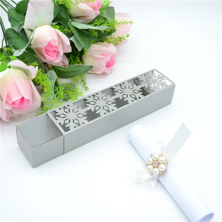 Свадебные приглашения коробки лазерной снежинки яркое серебро