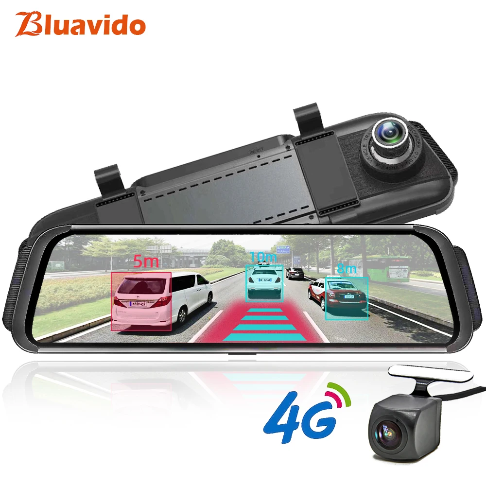 Bluavido 4G ADAS Автомобильный видеорегистратор с камерой GPS Android 10 дюймов потоковые