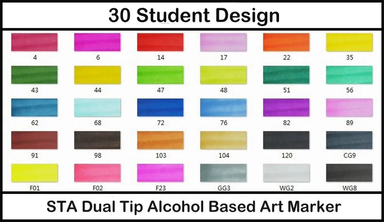STA профессиональные художественные маркеры с двойной головкой на спиртовой основе, маркеры для рисования, ручка для рисования, аниме, интерьер, ландшафтное строительство, дизайн 3203 - Цвет: 30 Student Colors