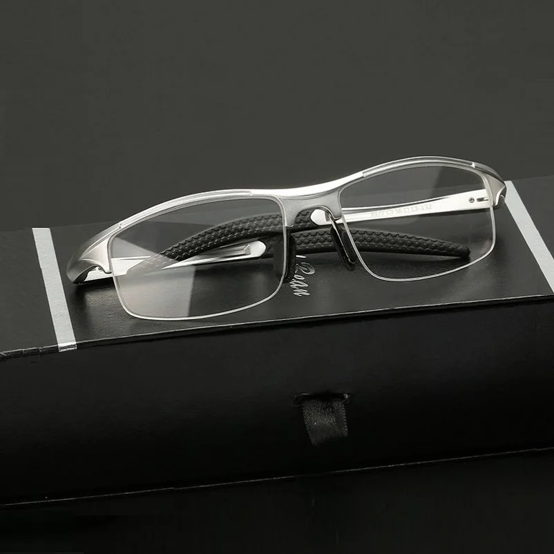 Comprar Ancho 145 Al Mg aleación resorte bisagra montura de gafas para hombre montando a prueba de viento marca óptica hombres miopía gafas marcos de gafas ciclismo