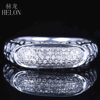 

HELON Pave 0.3ct Sterling Silver 925 Antique Vintage Cluster 100% Genuine Natural Diamonds Ring Fine Jewelry Fashion Men's Ring