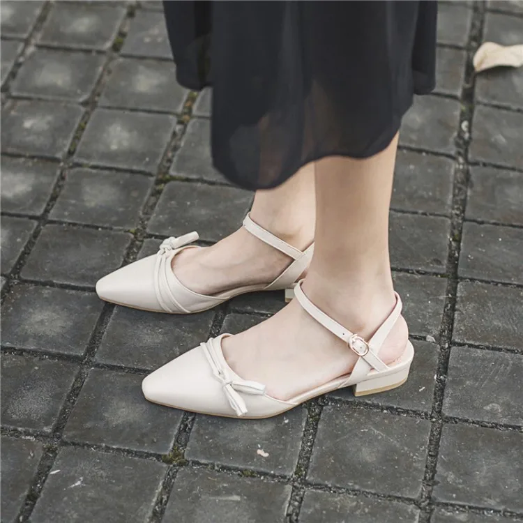 Cuir Neuf Cheville Sandales Faible Beige À D'été Sangle Décontractées Talons Pxelena Chaussures Dames Réel apricot Confortable Femmes En 2019 Flambant Véritable Bowknot 7f8Oqwp