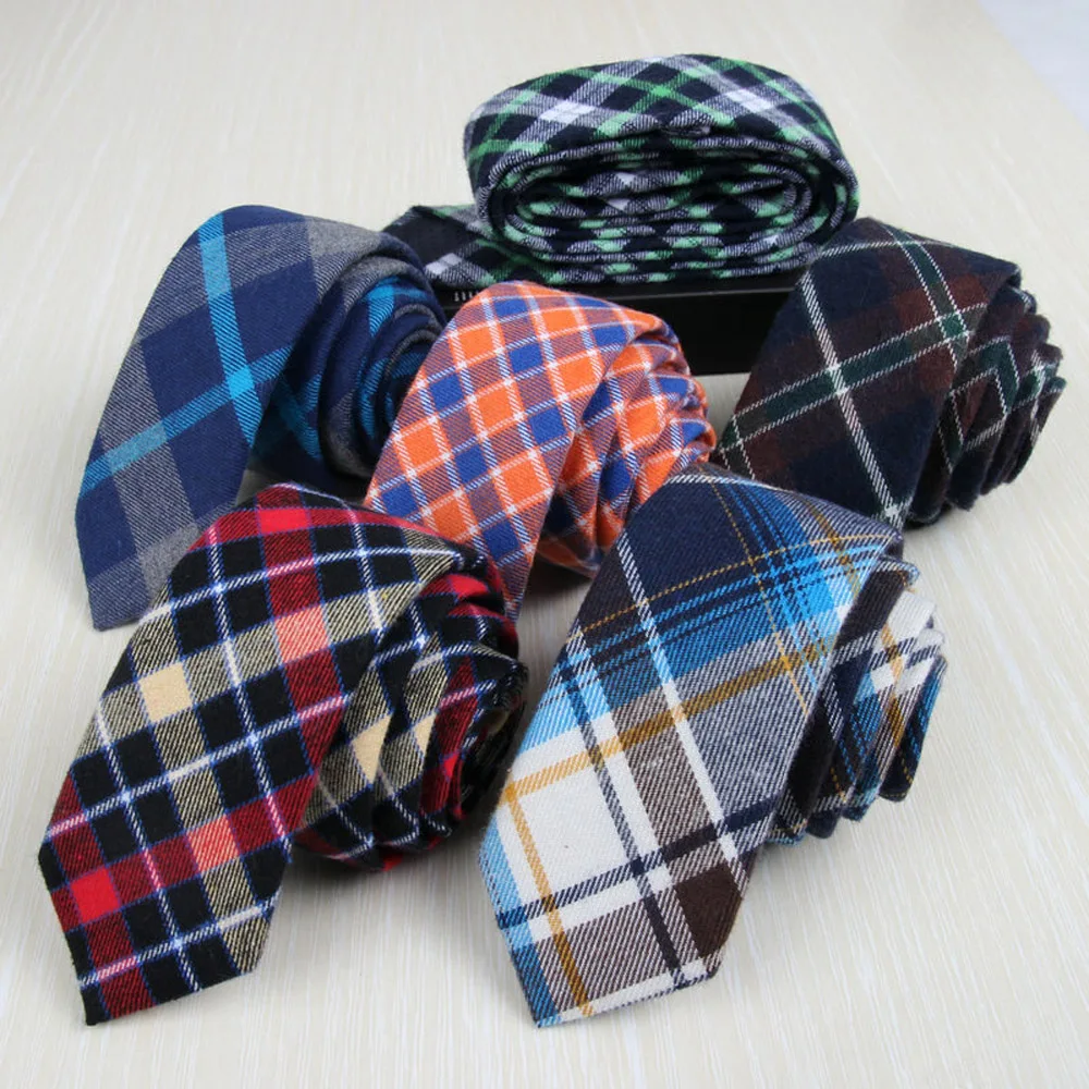 Men Formal Plaid Grids Skinny Neckties font b Tartan b font Checks 5cm Cotton Ties TSBWT0024