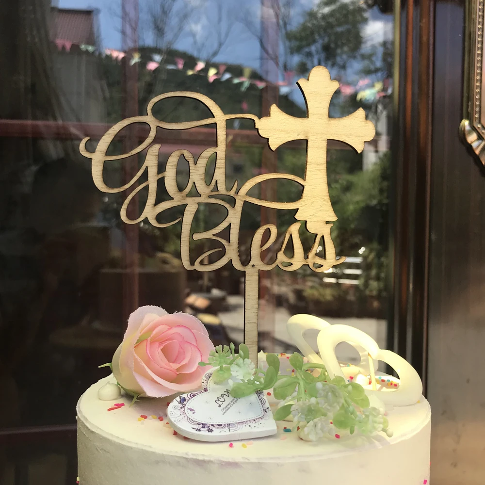 Personalised God Bless Cake Topper,Christening Communion cake topper (3)