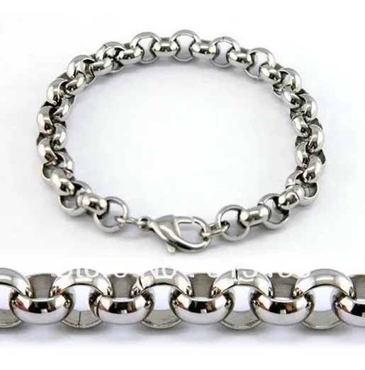 Fashion jewelry Stainless Steel Bracelet men's 10mm ROLO chain free ship | Украшения и аксессуары