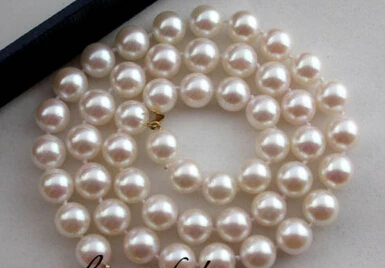 

Jew2637 18"8- 9mm AKOYA white seawater pearl necklace 14KGP