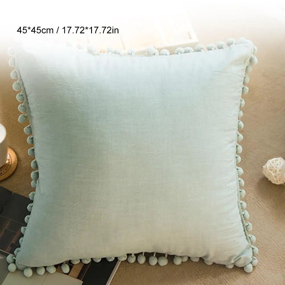 Pillow Case 45x45cm Nordic Solid Color Princess Ball Pillowcase Fringe Without Pillow#YW