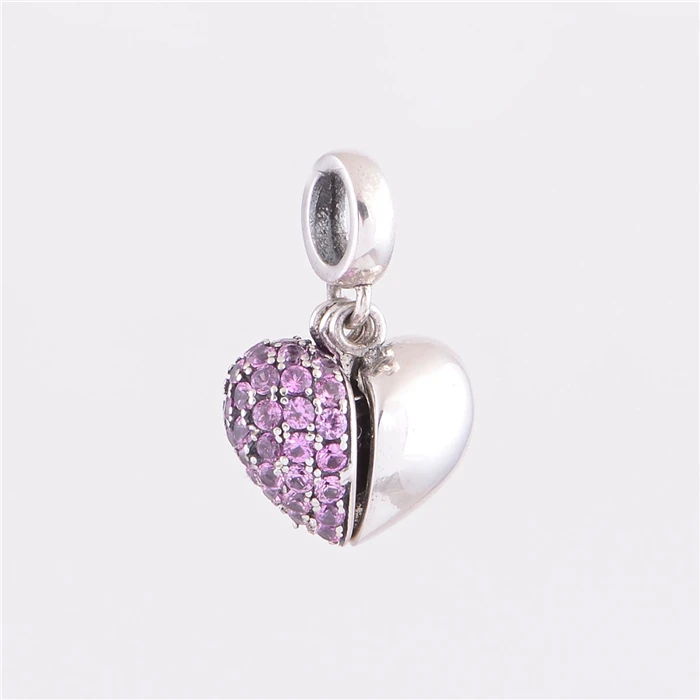 

Sterling Silver 925 Fits Chamilia Charms Bracelet New Fashion Heart Charms Beads European Style Women DIY Jewelry For Choker