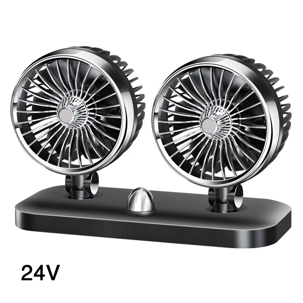 

12V/24V Inside Powerful Low Noise USB Truck Air Cooling Double Head Auto Wind Universal Car Fan Accessories Rotating Electric