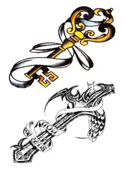 

Free Shipping Golden Key to Heart Image Waterproof Temporary Tattoo Stickers #r110