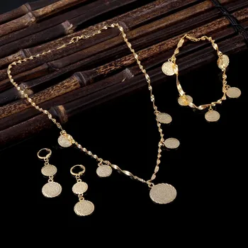 

Sky talent bao Bracelet Necklace Earrings set Islamic Muslim Arab Coin Money Sign Women24k Gold GF Filled Middle EasternAfrica