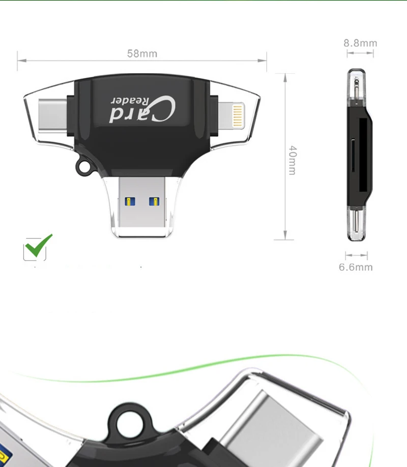 4 в 1 Тип C Micro SD кардридер usb type-c OTG USB флэш-память гаджет для iPhone iPad MacBook адаптер считыватель SD карт lightning