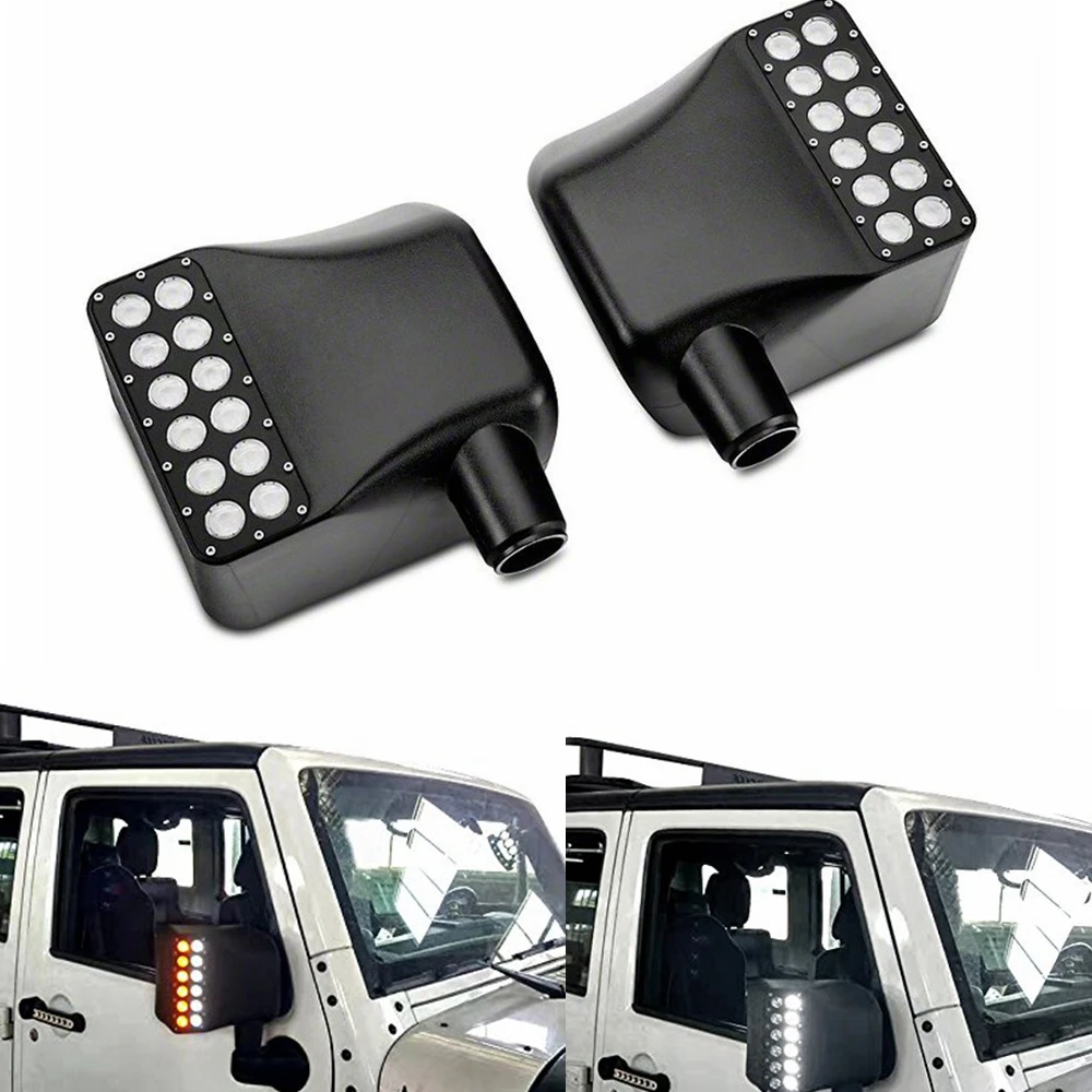 left + Right Side Mirror Cover White Spot Lights & Amber Turn Signals for Jeep Wrangler JK 2007 - 2 d.jpOLg