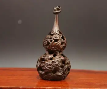 

Chinese 100% red copper Lucky Bottle Gourd Foo dog lion exorcise evil spirits Statue kids toys small statue Decoration Home Gift