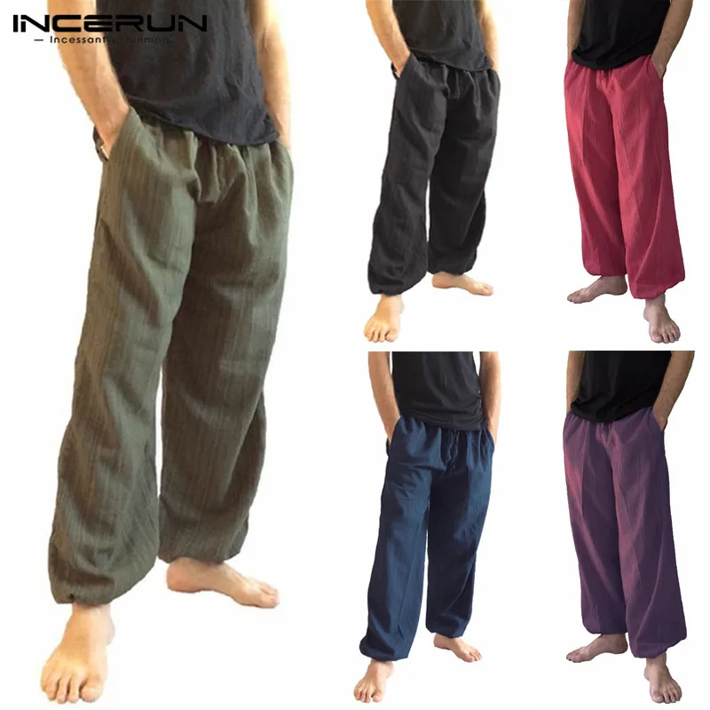 

2019 Large Size Harem Pants Men Long Trousers Solid Color Elastic Waist Loose Wide Leg Baggy Pants Hip Hop Joggers Harajuku