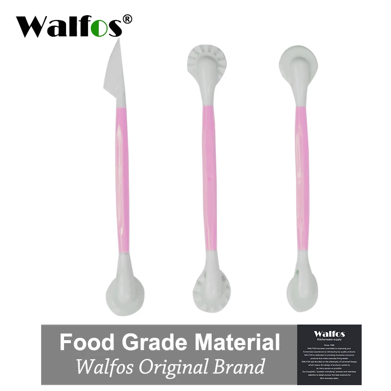 WALFOS Pink WALFOS 3 шт./компл. помадка ручки украшения торта цветок Моделирование Глины Сахар ремесло инструмент резак помадка торт инструменты - Цвет: WALFOS Pink