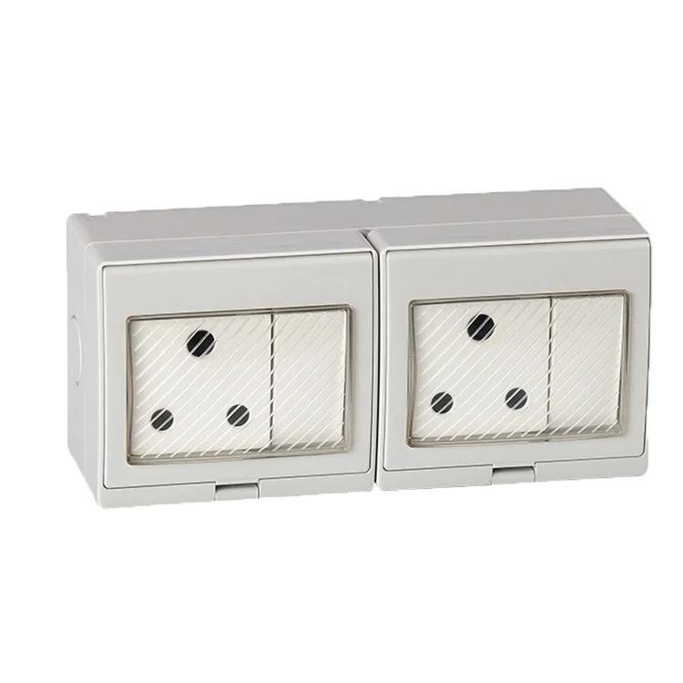 Free Shipping IP55 Waterproof 2 Gang Switch and 2 South Africa Socket