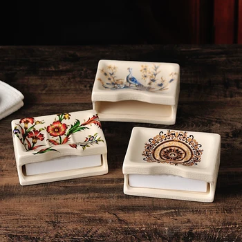 

Vintage Ceramic Soap Dish Box Tray Holder Storage European Style Plate Box Container Home Decoration 35