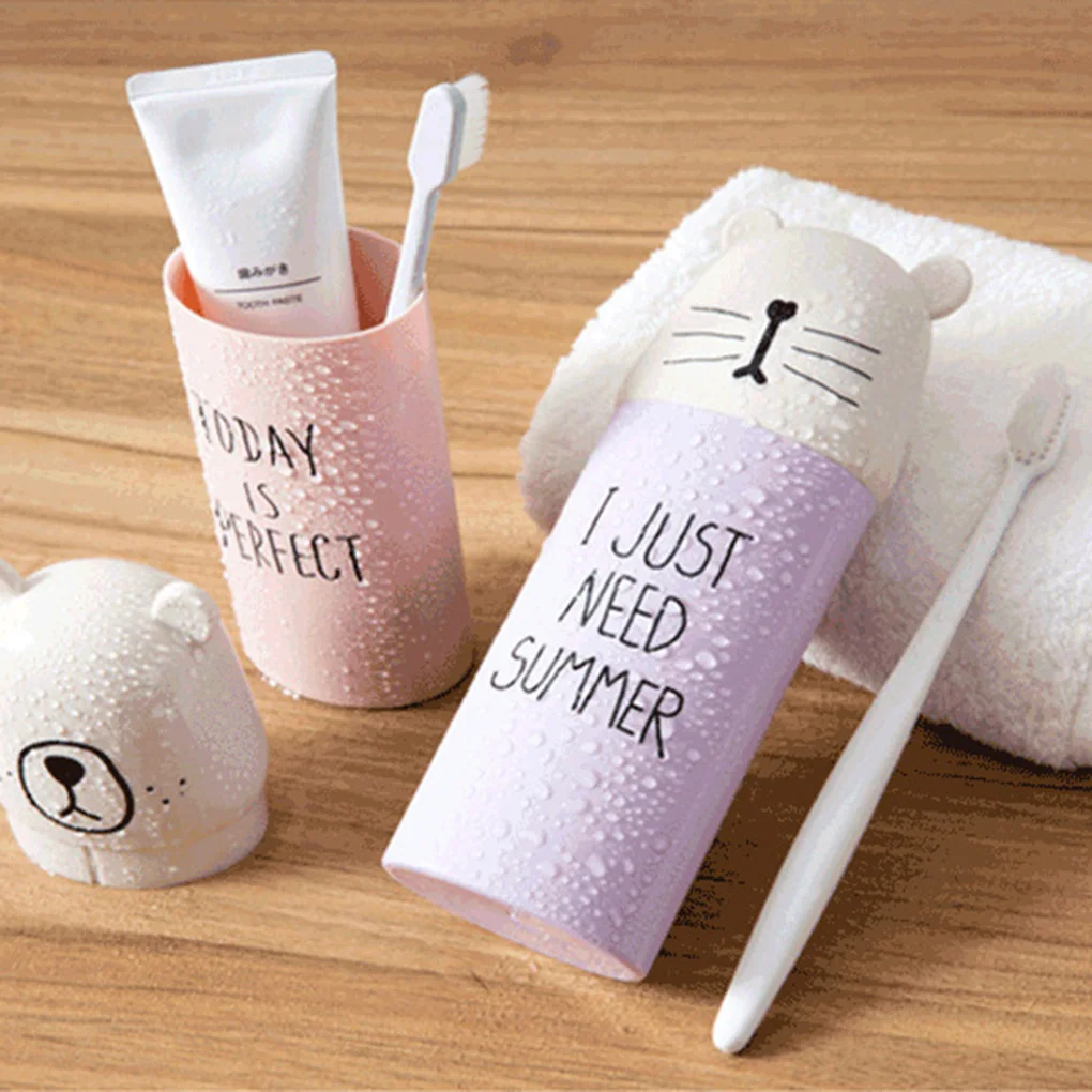 

Portable Travel Bathroom Cartoon Water Cup Toothbrush Toothpaste Holder Mug Plastic Tooth Case