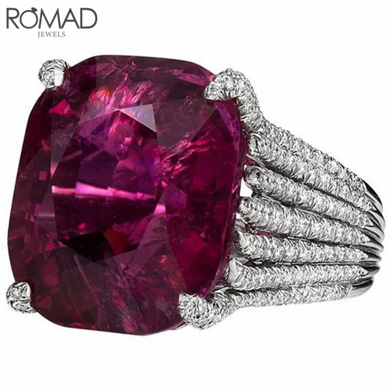 GS Charm Purple Zircon Rings For Woman Romantic Wedding Engagement Love Jewelry Big Square Stone Ring Men Size 6 To 10 R5 | Украшения и