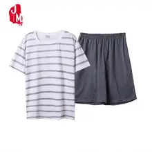 Летний мужской пижамный комплект, хлопковая рубашка для сна и шорты, мужской сексуальный костюм для сна, домашняя пижама, повседневный комплект из двух предметов, XXXXL