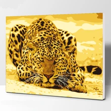 Леопардовые животные DIY цифровая картина маслом по номерам Европа абстрактная хлопковая картина для гостиной Настенная картина без рамки 40x50