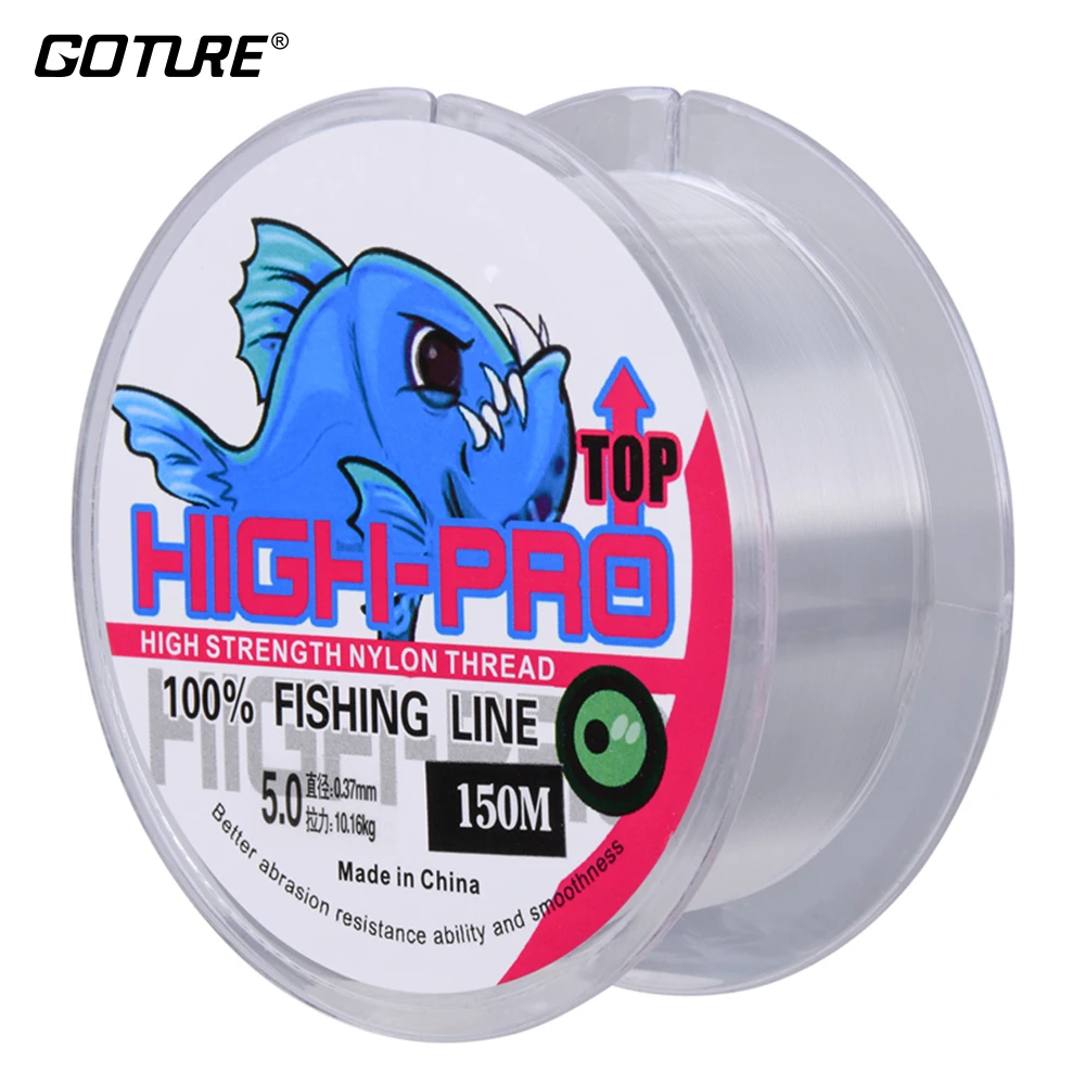 Goture HIGH-PRO Fishing Line Nylon 150M TRANSPARENT Monofilament Super Strong Lines For Carp Fishing 9-22LB