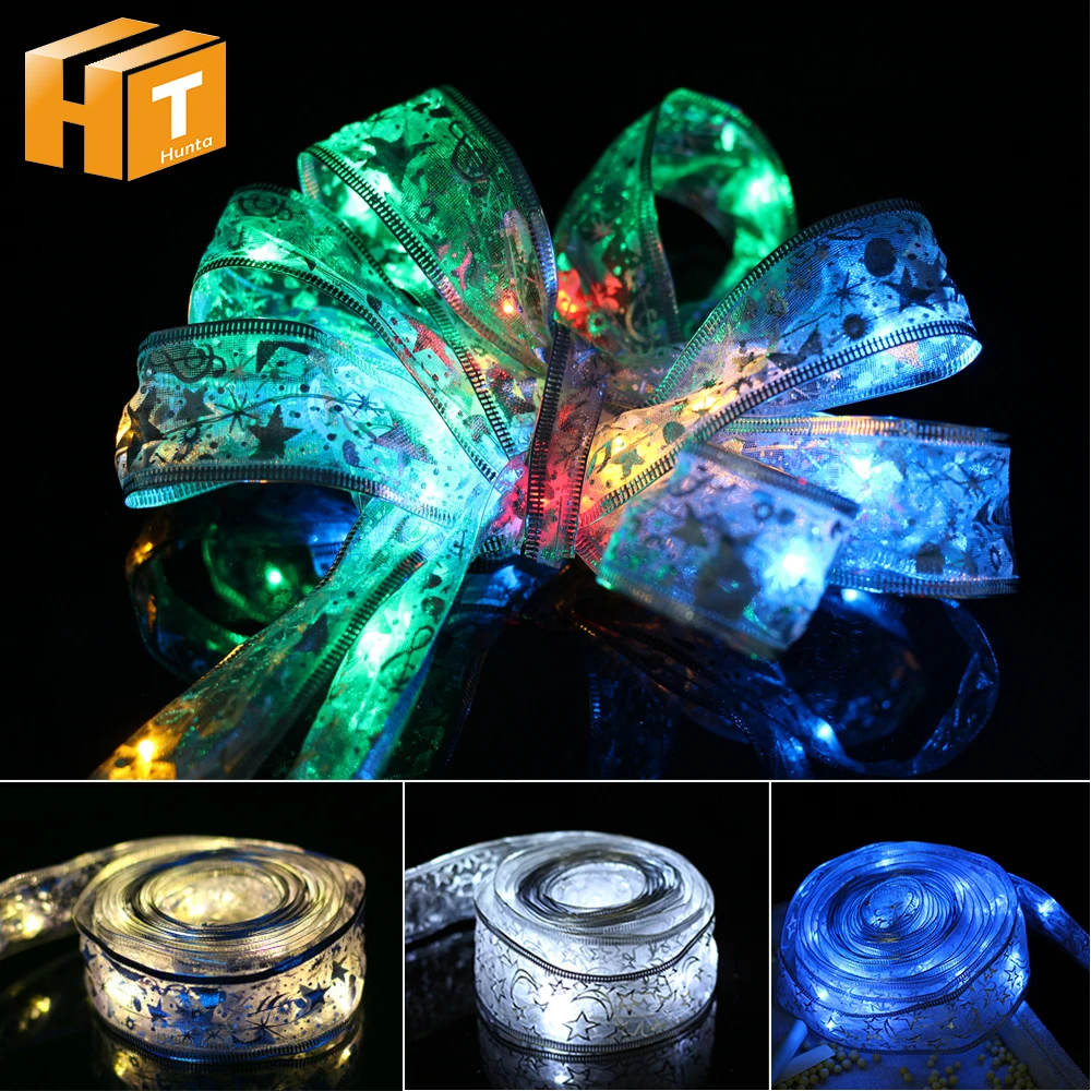 Silk Ribbon LED String Light 4M 40 LEDs For Gift Package Ribbon Christmas Wedding Party Decoration Holiday Lighting String photo