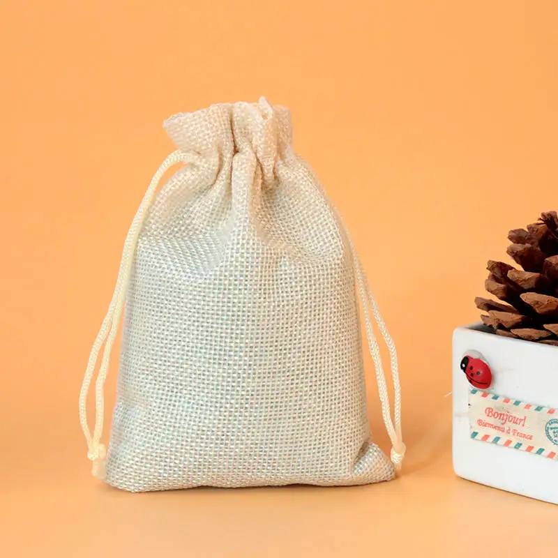 5 шт./лот 7x9 9x12 13x18 см маленькие джутовые сумки Саше ювелирные изделия пакеты для упаковки орехов польза льняной шнурок Подарочный мешок пакеты могут на заказ - Цвет: Бежевый