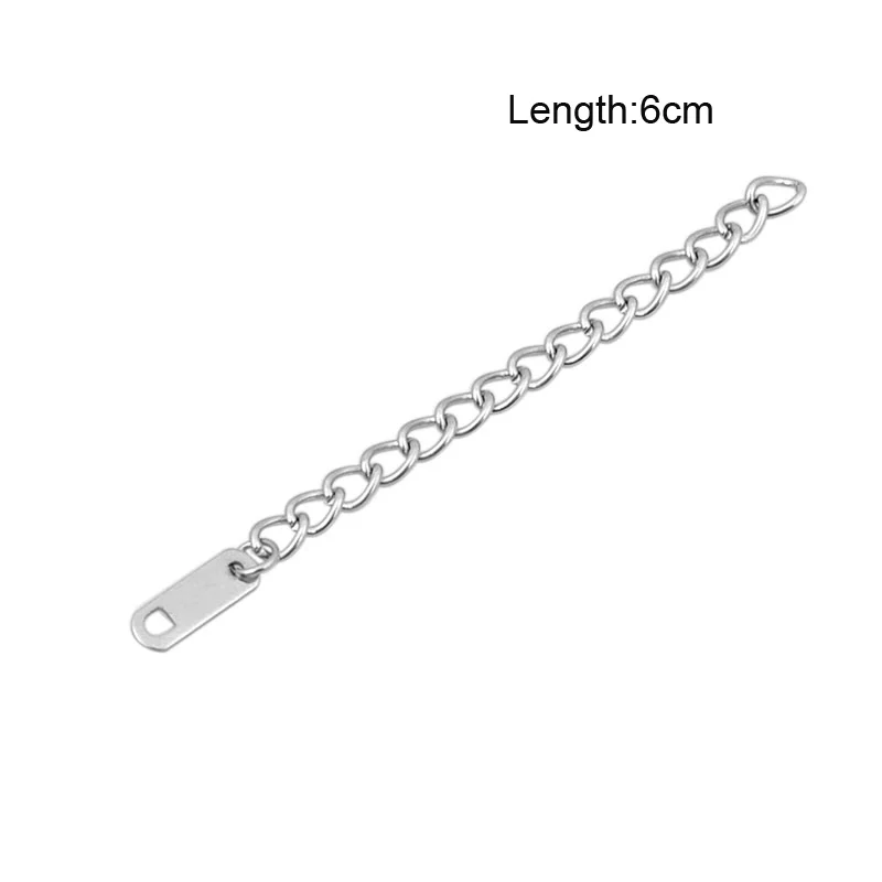 100pcs/lot 6cm 7cm Stainless Steel Extended End Tail Chain With Tag For