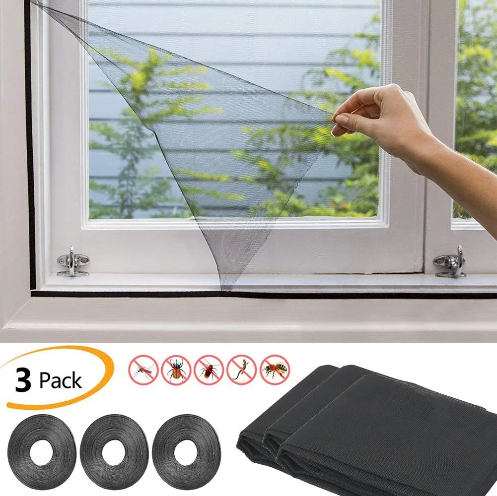 

3pcs Insect Window Net black white 130X150cm Insect Fly Mosquito Window Net Netting Mesh Screen Sticky Tape windows screen