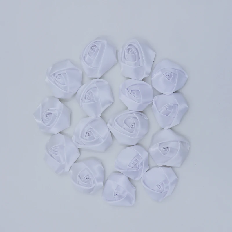 

10Pieces/Bag White Rose Handmade Size 5CM Satin Rose Ribbon Flowers Hand DIY Wedding Bouquet Bride Flower Hair Cloth Accessories