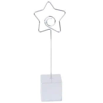

SOSW-Silver Star Shape Resin Cube Base Card Picture Memo Photo Clips Wire Clip