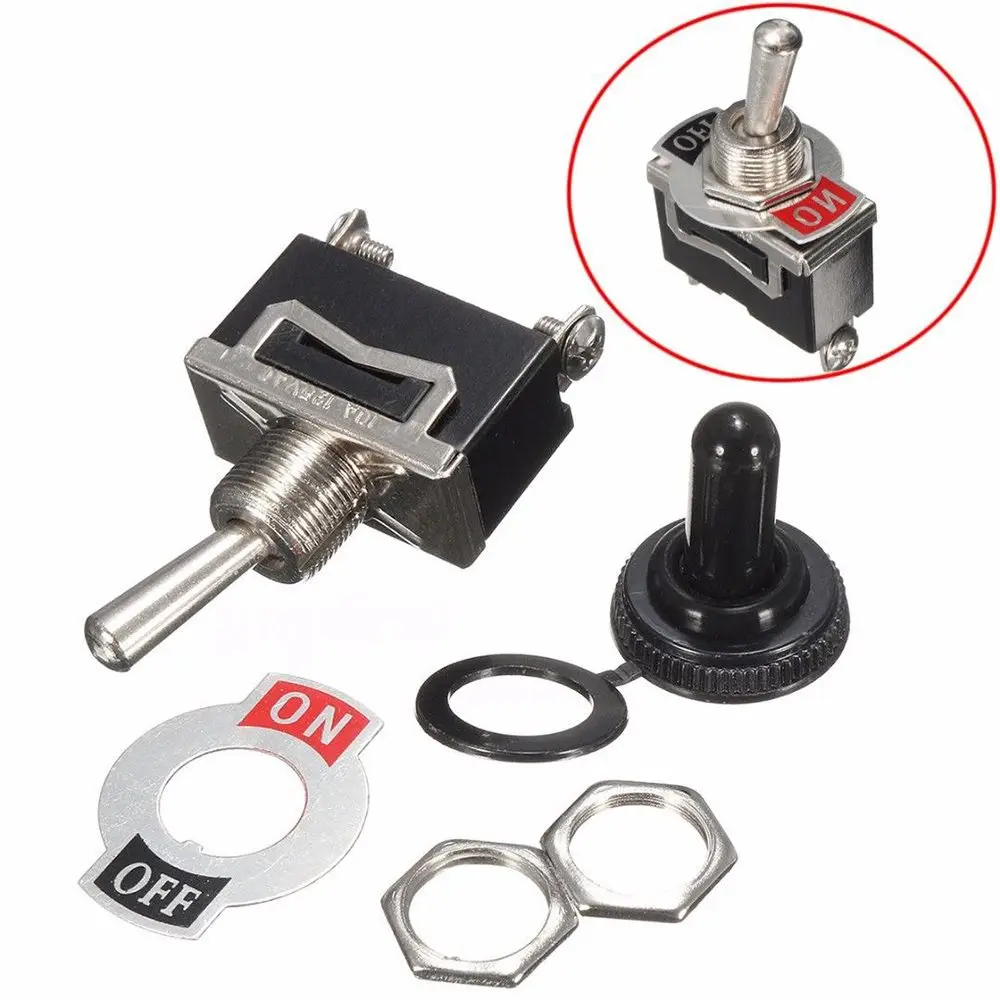 

1pc Heavy Duty ON/OFF Small SPST Toggle Switch Miniature + Waterproof Cover 12V