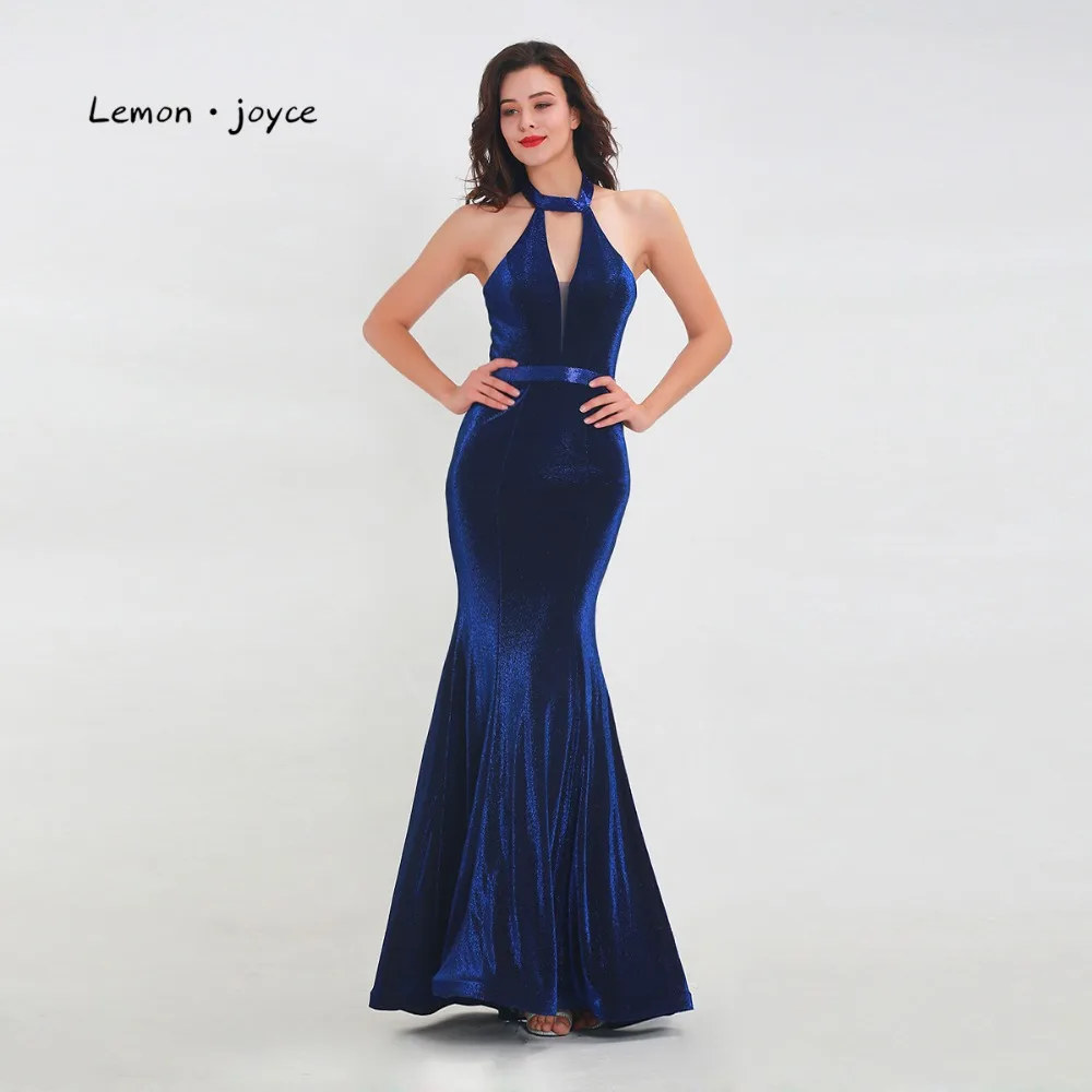 

Lemon joyce Formal Evening Dresses 2019 Sexy Backless Simple Mermaid Floor Length Prom Party Gowns Plus Size