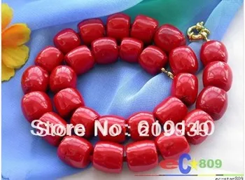 

0113 HUGE 17" 16MM column red coral bead NECKLACE