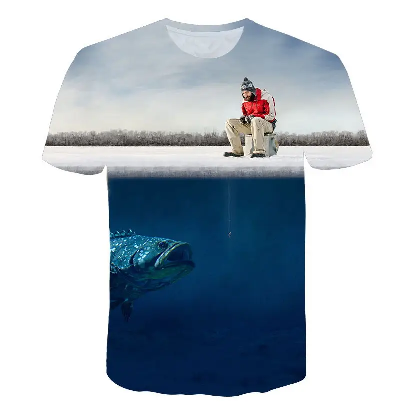 

Fisherman Joke Tshirt Funny Birthday Gifts Present For Dad Him Father Fishinger T-Shirt 3D SEA Tuna Fish Printed T Shirt Men 5XL
