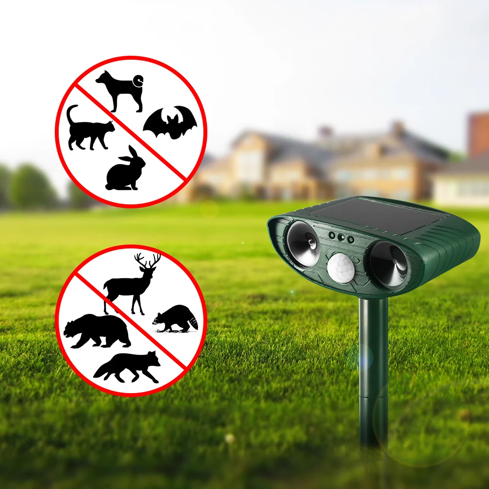 Solar Powered Ultrasonic Cat Repeller pest repeller Dog Fox Deterrent