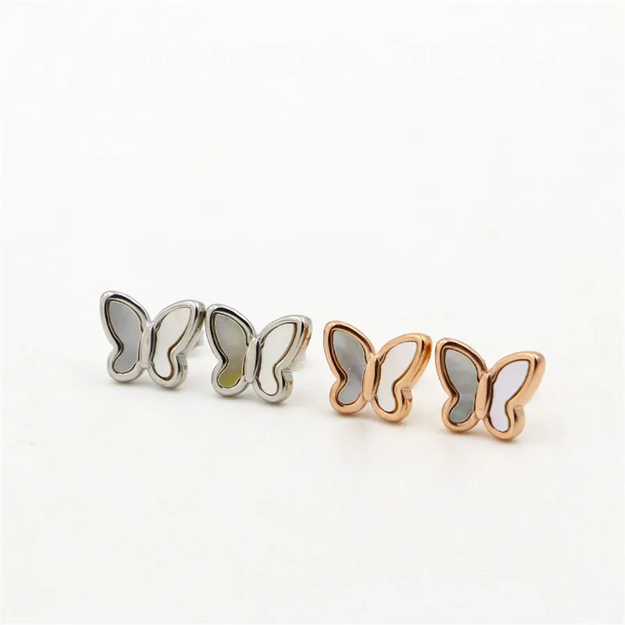 Koleksi Martick Serangga Stud Earrings Putih Warna Kupu Kupu Bentuk