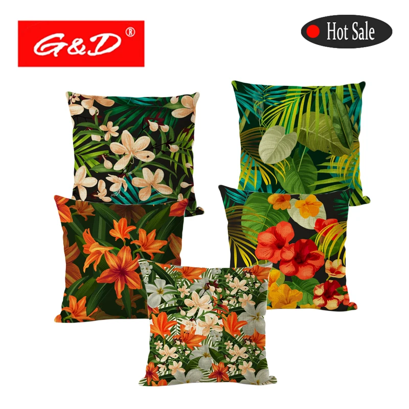 النباتات الاستوائية وسادة يغطي الأخضر يترك الزهور الجميلة ديكور منزلي الوسائد الكتان سادات كنبة مكتب النباتات الاستوائية وسادة يغطي الأخضر يترك الزهور الجميلة ديكور منزلي الوسائد الكتان سادات كنبة مكتب