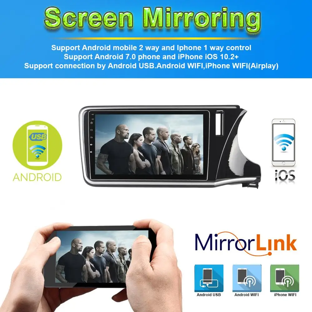 Top 10.1 Inch Android IPS Screen Car Stereo Video Player For Honda City 2014- Right Hand Drive Car Radio GPS Navigation Multimedia 5