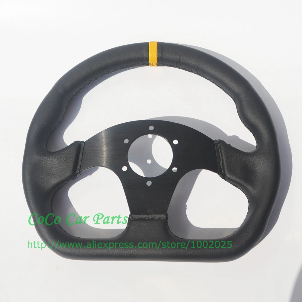 D shape car steering wheel 320mm leather (5)