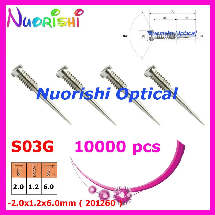 10000 шт. S03G 2,0X1,2X6,0 мм солнцезащитные очки для женщин Цвет серебристый, Золотой Цвет пружинным шарниром винты