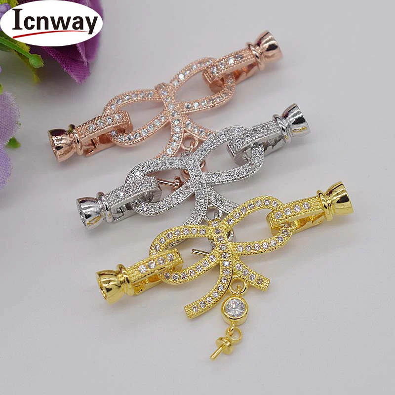 

Rhinestone inlay Gold&silver Plated Clasps 4cm For DIY bracelet necklace Free shipping wholesale