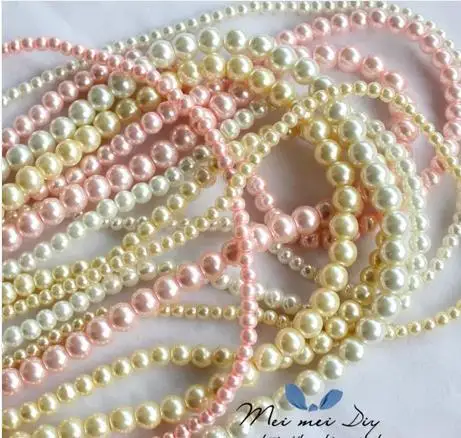 

high quality 600 pc 4mm plastic round pearl chain yellow beaded trims sewing on appliques embellishment diy projects craft kits