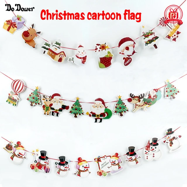 2019 Explodes 8pcs Christmas Decorations Cartoon Santa Claus Hanging 2019 explodes 8pcs Christmas decorations cartoon santa claus hanging flag festival scene new year decoration New - 2019 Explodes 8pcs Christmas Decorations Cartoon Santa Claus Hanging