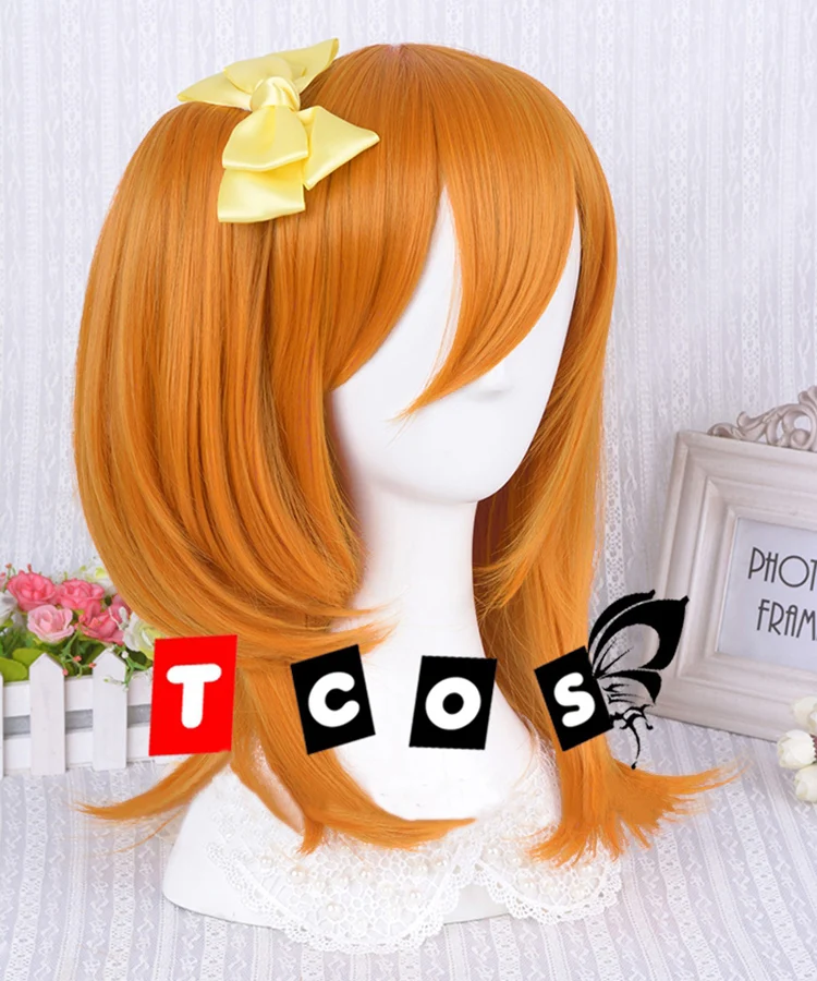 Люблю жить! Термостойкий парик для косплея LoveLive Kosaka Honoka Kousaka короткий оранжевый