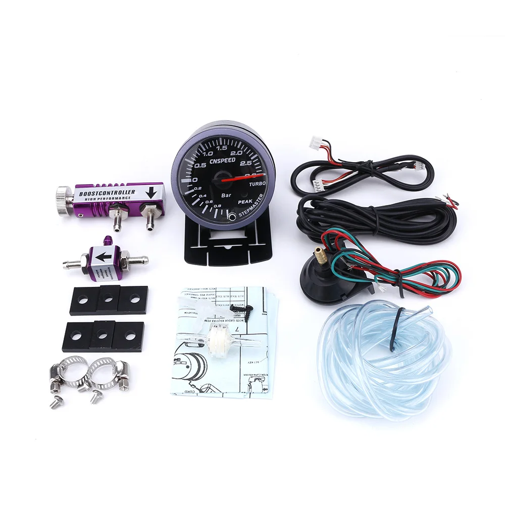 CNSPEED 60 мм Автомобильный турбо Boost Gauge 3 бар с регулируемым контроллером турбо Boost Kit 1-30PSI автомобильный измеритель в салоне - Цвет: with Purple Controll