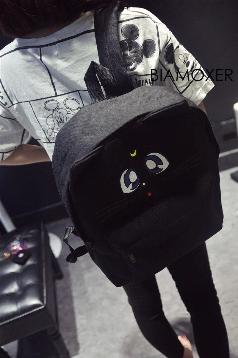 Biamoxer Сейлор Мун Луна Кошка Холст Аниме школьная Студенческая девушка милая сумка Packpack Bookbag